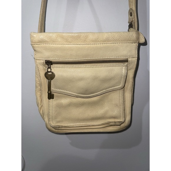 Fossil Vintage 1954 Crossbody Bag Leather 75082 Tan Zipper - Picture 1 of 12